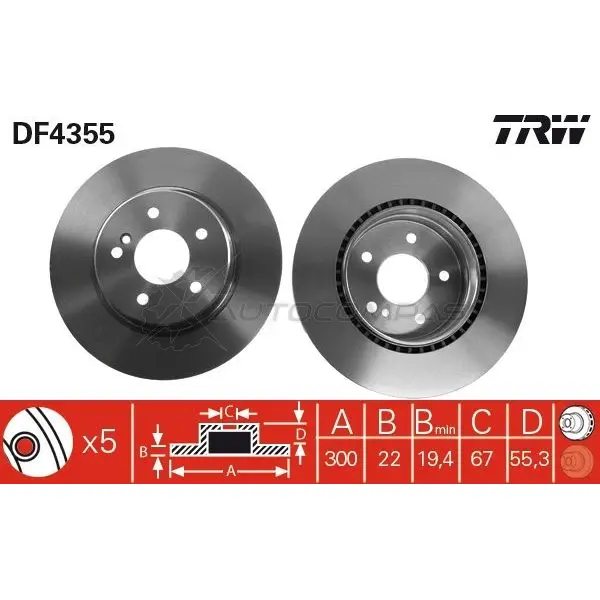 Тормозной диск TRW 1524158 df4355 R3RD J7V 3322937402663 изображение 0