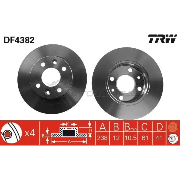 Тормозной диск TRW 3322937402519 1524180 10 T8H3C df4382 изображение 0