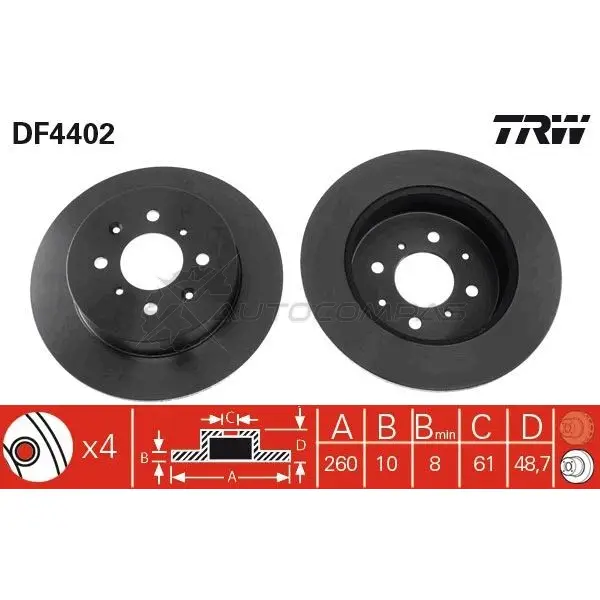 Тормозной диск TRW 3322937402632 df4402 1524195 K GCR71N изображение 0