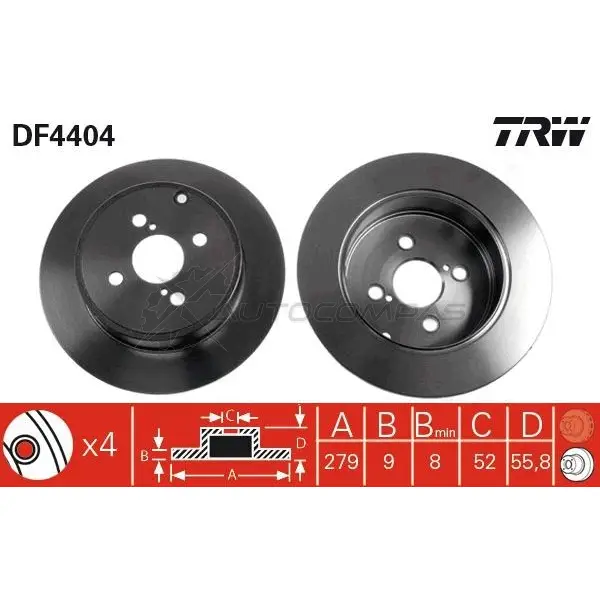 Тормозной диск TRW 3322937467853 1524197 df4404 A QI1G изображение 0