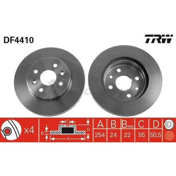Тормозной диск TRW 3322937473489 PDJ FQY 1524203 df4410 - Изображение 1