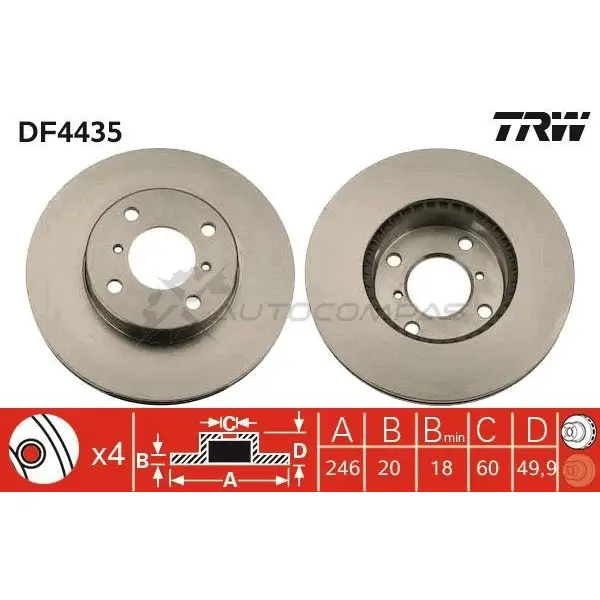 Тормозной диск TRW df4435 3322937474288 1524221 A7 SPY изображение 0