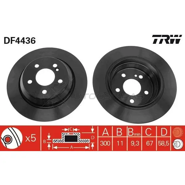 Тормозной диск TRW 3322937474226 LIIE2 BP df4436 1524222 - Изображение 1