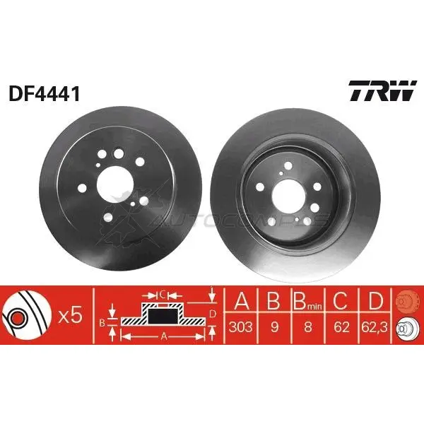Тормозной диск TRW E8 QCB df4441 1524227 3322937474363 - Изображение 1
