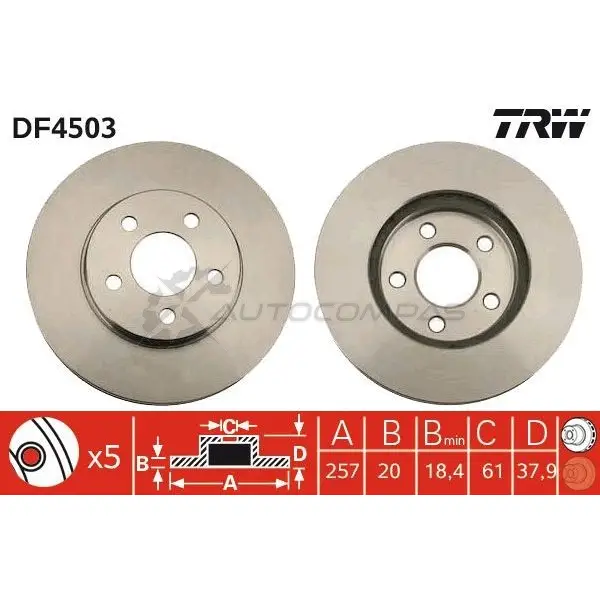 Тормозной диск TRW 06 RB8 DF4503 1524280 3322937473854 изображение 0