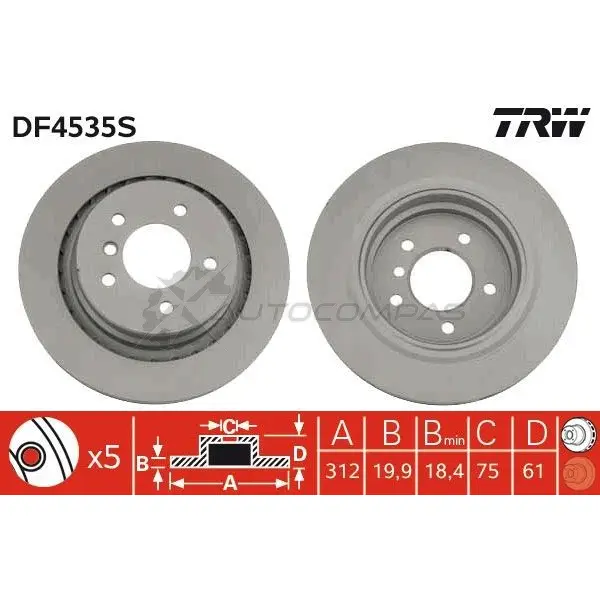 Тормозной диск TRW df4535s 1524290 3322937509485 5 2R9G изображение 0