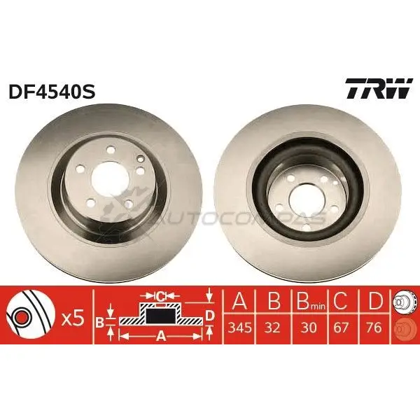 Тормозной диск TRW D 3POT df4540s 3322937518265 1524292 изображение 0