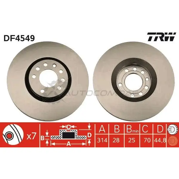 Тормозной диск TRW 3322937475049 PXQR 8 1524298 df4549 изображение 0