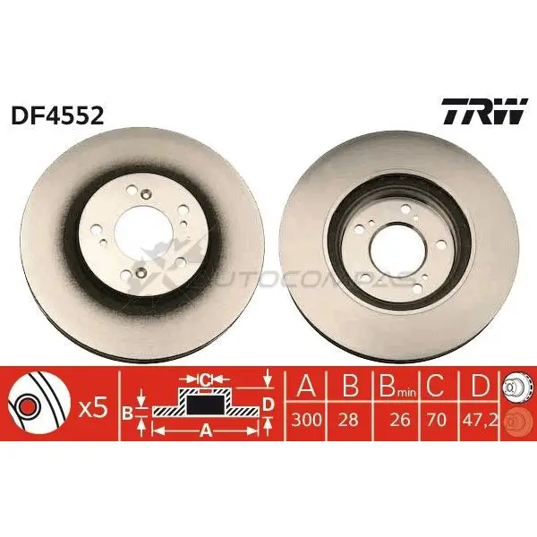 Тормозной диск TRW 1524301 3322937474936 df4552 J77 GX8B изображение 0