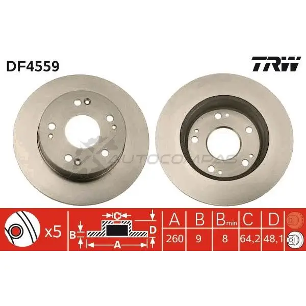 Тормозной диск TRW df4559 G8 0MSL 3322937474424 1524307 изображение 0