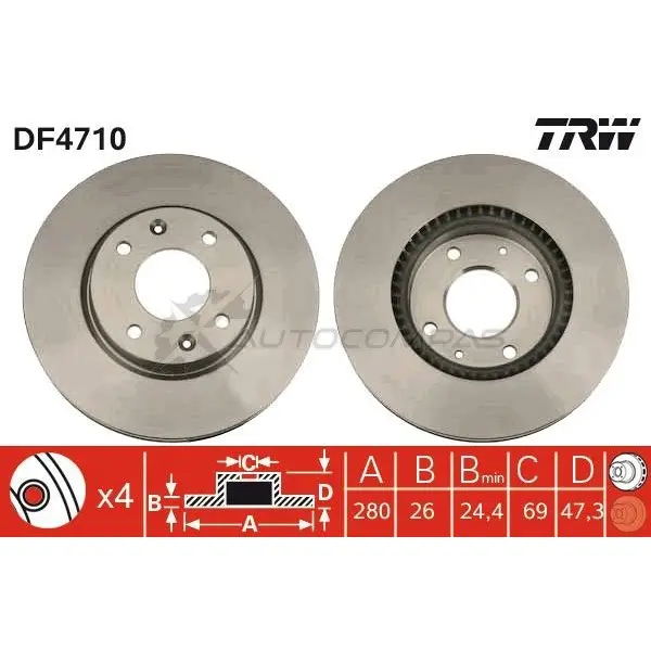 Тормозной диск TRW N0 0A7V df4710 3322937513130 1524317 изображение 0