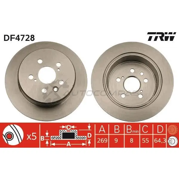 Тормозной диск TRW 1524321 df4728 T XMZD 3322937475117 изображение 0
