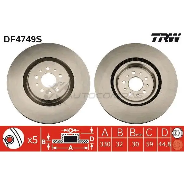 Тормозной диск TRW df4749s 3322937688821 PK BW1T 1524332