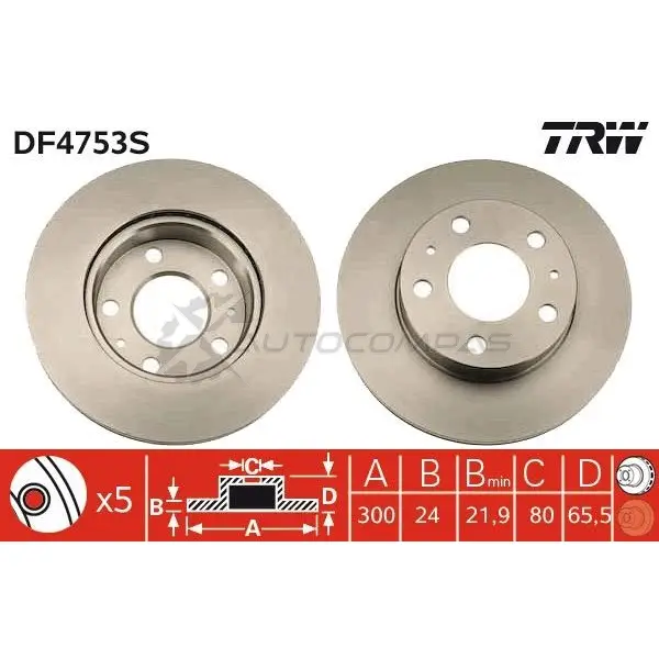 Тормозной диск TRW 3322937928590 1524336 I2 YL0TK df4753s