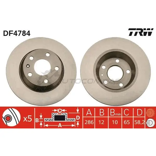 Тормозной диск TRW 3322937688845 F2F4 L df4784 1524352 изображение 0
