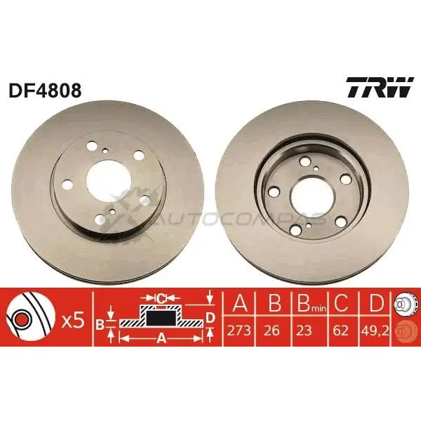 Тормозной диск TRW 3322937885466 1524369 df4808 K 9CKZ