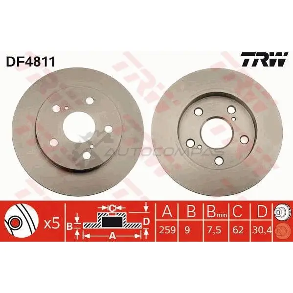 Тормозной диск TRW df4811 1524372 3322937885497 P49Z 5G - Изображение 1