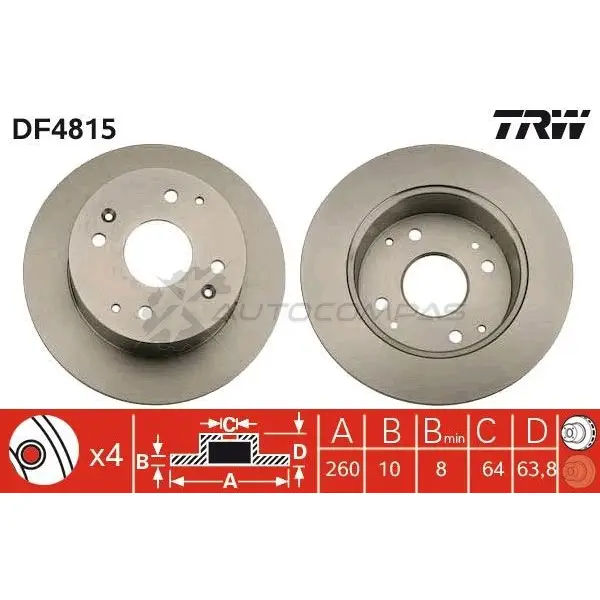 Тормозной диск TRW df4815 X YAK5 1524376 3322937885534 изображение 0