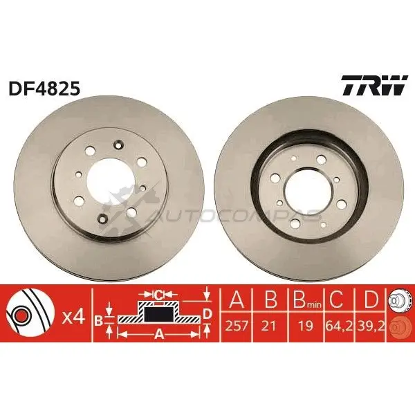 Тормозной диск TRW df4825 3322937891665 1524385 AXQ ZY4Z изображение 0