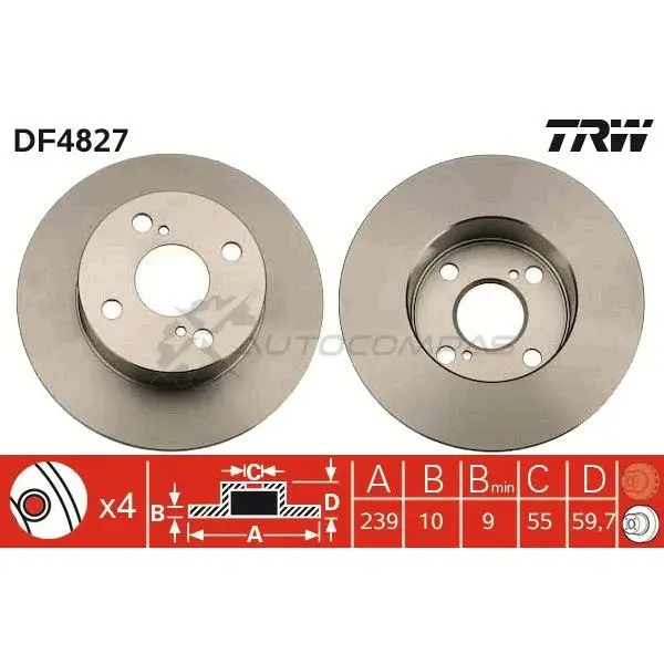 Тормозной диск TRW 1524387 3322937891689 df4827 G1MQ5Q W - Изображение 1
