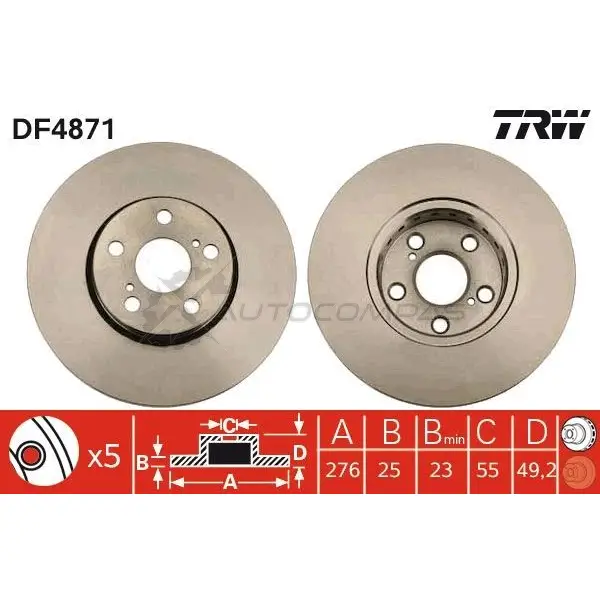 Тормозной диск TRW NB KQ3Y6 3322937950485 df4871 1524417 - Изображение 1