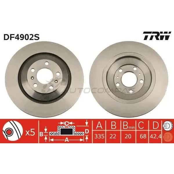 Тормозной диск TRW 1524434 3322937950799 df4902s M P7TR изображение 0