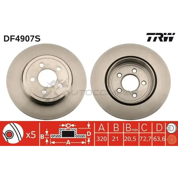 Тормозной диск TRW LFOAGM U 3322937950843 df4907s 1524439 изображение 0