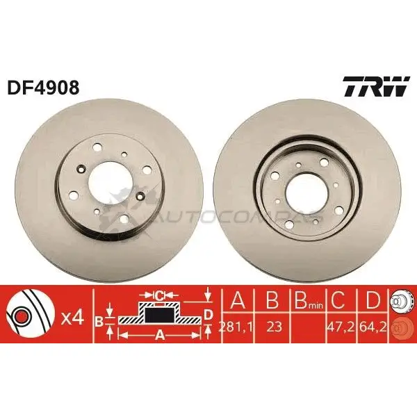 Тормозной диск TRW N4 LYZ df4908 3322937950850 1524440 - Изображение 1