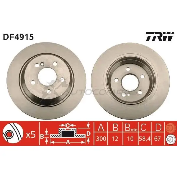 Тормозной диск TRW df4915 X FI83BO 1524444 3322937950911 - Изображение 1