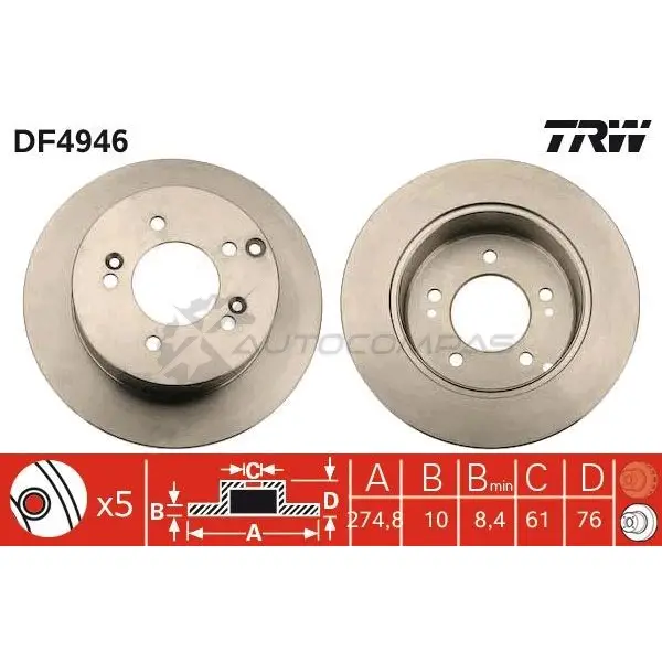 Тормозной диск TRW 1524468 5F9L GG df4946 3322937951222 - Изображение 1