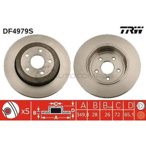 Тормозной диск TRW 3322937952717 J7J UJ6L df4979s 1524490 изображение 0