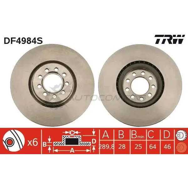 Тормозной диск TRW 219DL C4 DF4984S 3322937951505 1524494 изображение 0