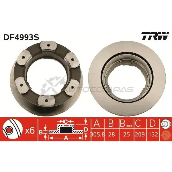 Тормозной диск TRW 1524501 df4993s M Y0UAYS 3322937951598 изображение 0