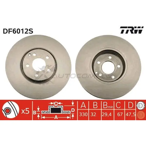 Тормозной диск TRW 02P39 8 3322937967469 1524537 df6012s - Изображение 1