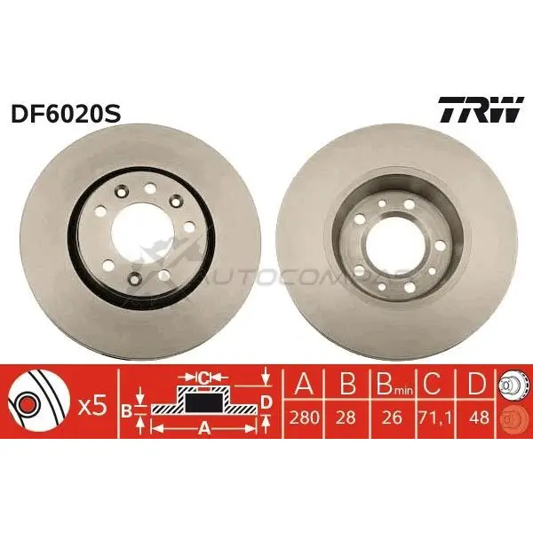 Тормозной диск TRW df6020s 1524543 3322937967544 GPT HOO2 - Изображение 1