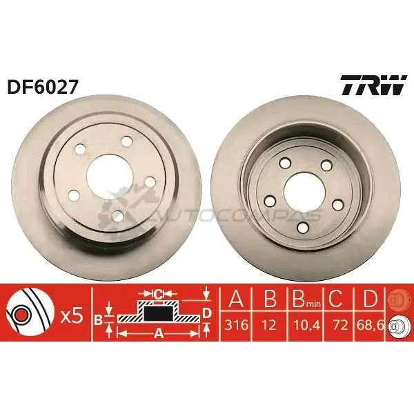 Тормозной диск TRW 3322937975464 HB6 IB9A df6027 1524549 изображение 0