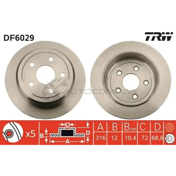 Тормозной диск TRW 1524551 XBG FXH df6029 3322938021863 изображение 0