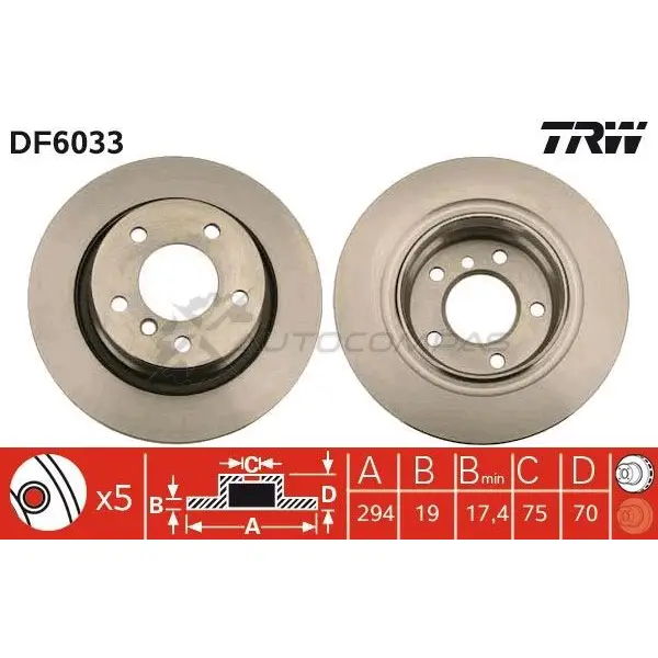Тормозной диск TRW df6033 WEPNC KK 3322938079581 1524553 - Изображение 1