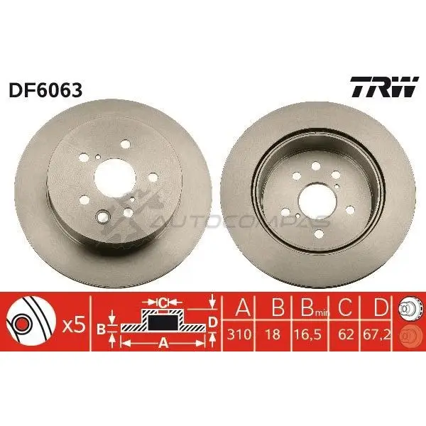 Тормозной диск TRW 1524574 3322937991501 df6063 DI XP5 изображение 0