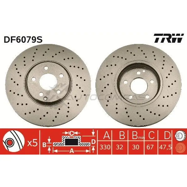 Тормозной диск TRW 1524583 df6079s 3322937991914 G D4B4 - Изображение 1