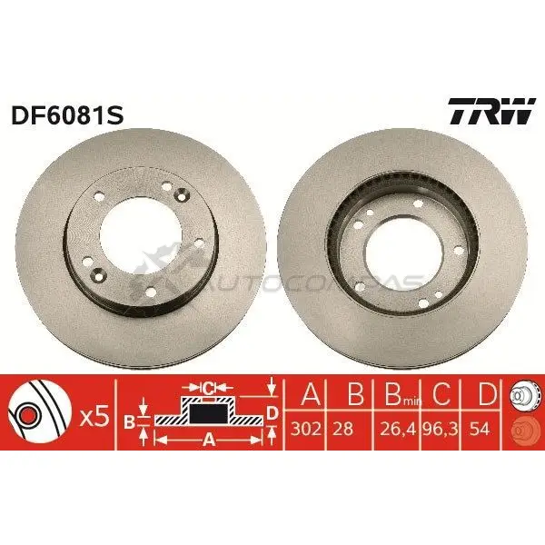 Тормозной диск TRW T0KZ H 3322937991938 df6081s 1524584 изображение 0