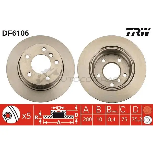 Тормозной диск TRW 1524585 3322938082864 1MP4 CJQ df6106 - Изображение 1