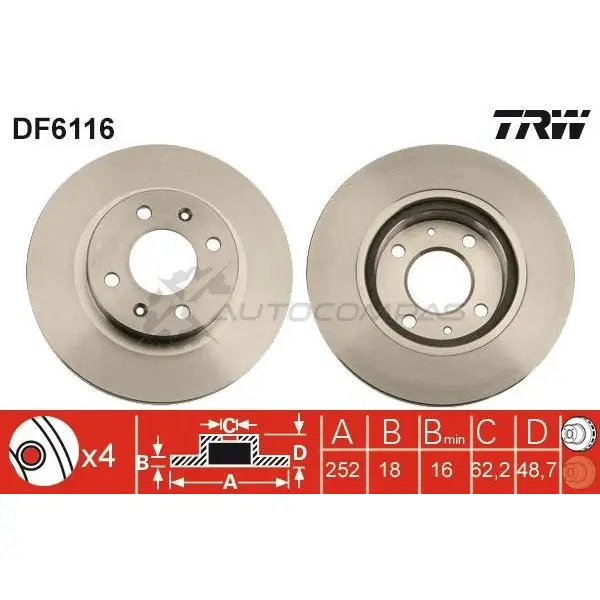 Тормозной диск TRW df6116 LERA X 1524591 3322938087968 изображение 0