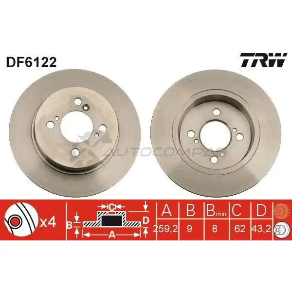 Тормозной диск TRW 46U NCBD 1524596 3322938088026 df6122 - Изображение 1