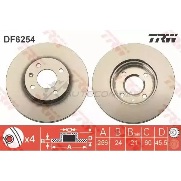 Тормозной диск TRW 1524669 3322938163723 BZ KRGDO df6254 - Изображение 1