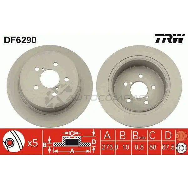 Тормозной диск TRW 3322938164089 HIR1 EFV 1524687 df6290 - Изображение 1
