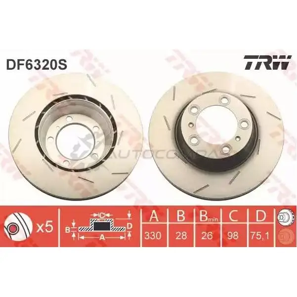 Тормозной диск TRW 1524702 P4 IYT6J 3322938307714 df6320s - Изображение 1