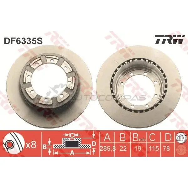 Тормозной диск TRW 3322938168568 df6335s CX2IK B 1524712 изображение 2