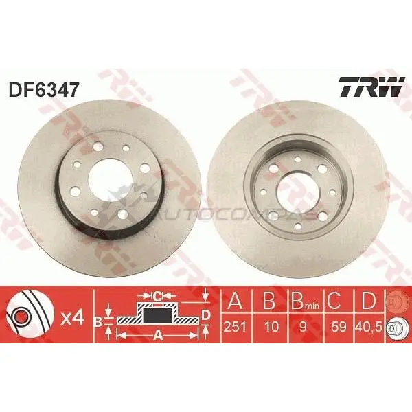 Тормозной диск TRW df6347 K JBEE9C 3322938168681 1524720 - Изображение 1