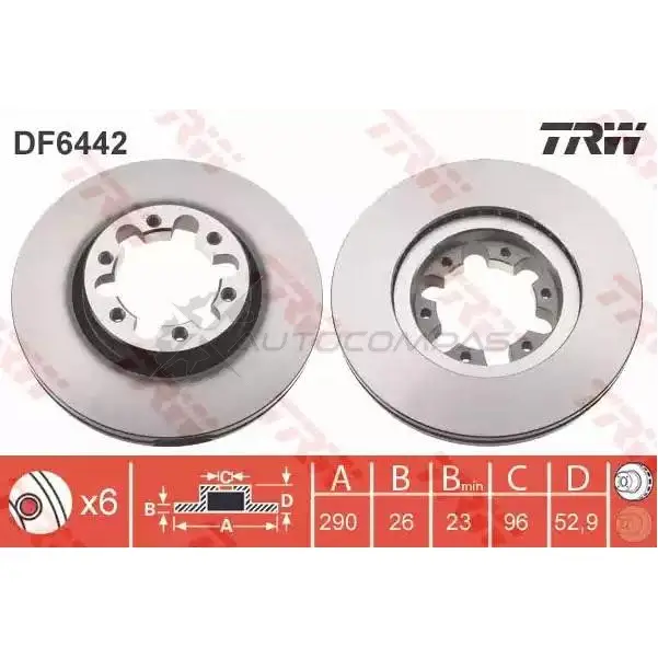 Тормозной диск TRW df6442 V5S YEI8 1524759 3322938169770 - Изображение 1